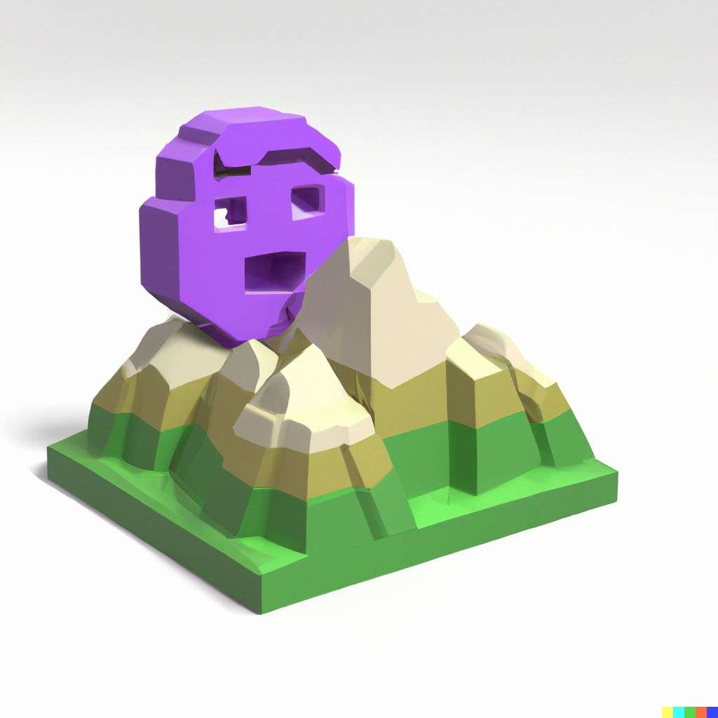 a brightly coloured, detailed icon of someone gazing at Mount Everest emoji, 3D low poly render, isometric perspective on white background